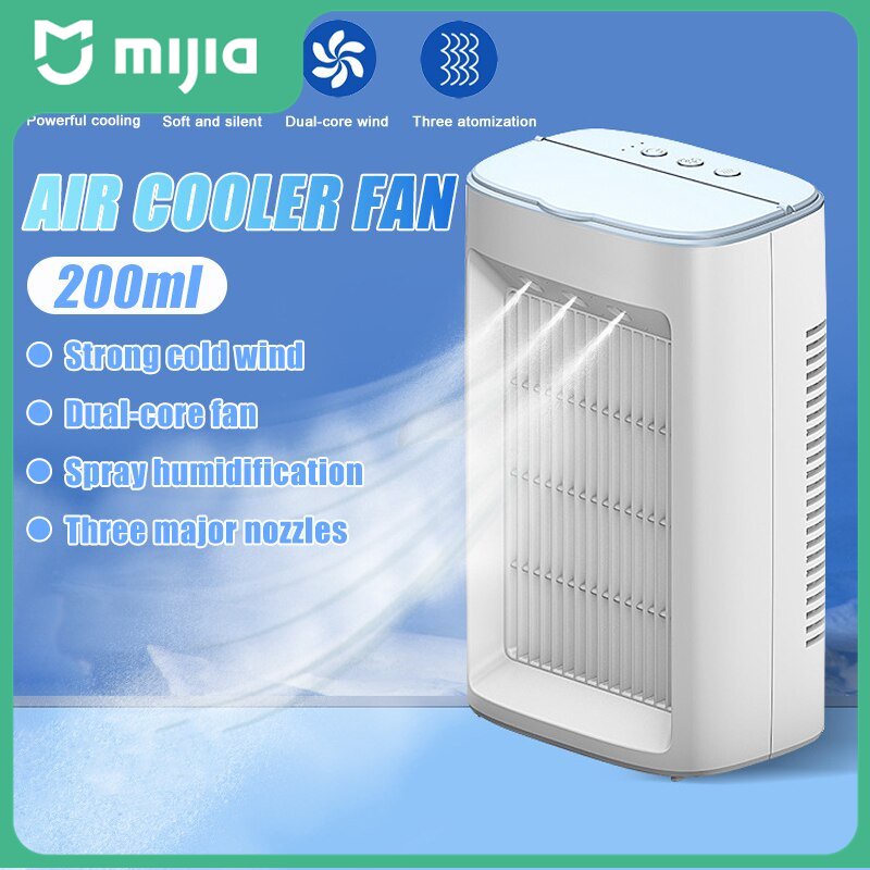 ราคาและรีวิวXiaomi Mijia 3 In 1แบบพกพา Air Cooler พัดลม Mini USB Air Conditioner Desktop พัดลมระบายความร้อน Humidifier เครื่องฟอกอากาศสำหรับ Office ห้องนอน