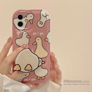 เคสโทรศัพท์มือถือ ลายการ์ตูนเป็ดน่ารัก พร้อมขาตั้ง สําหรับ iPhone 14 13 12 11 Pro Max SE2020 X XR Xs Max 7 8 Plus