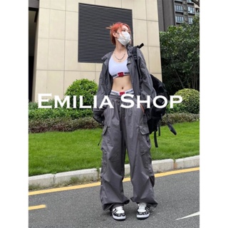 EMILIA SHOP กางเกงขายาว กางเกงเอวสูง กางเกงขายาวผู้หญิง 2023 ใหม่ A20M018-