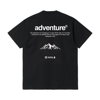 เสื้อยืดผ้าฝ้ายพิมพ์ลายLivefolk - Adventure Black T-Shirt