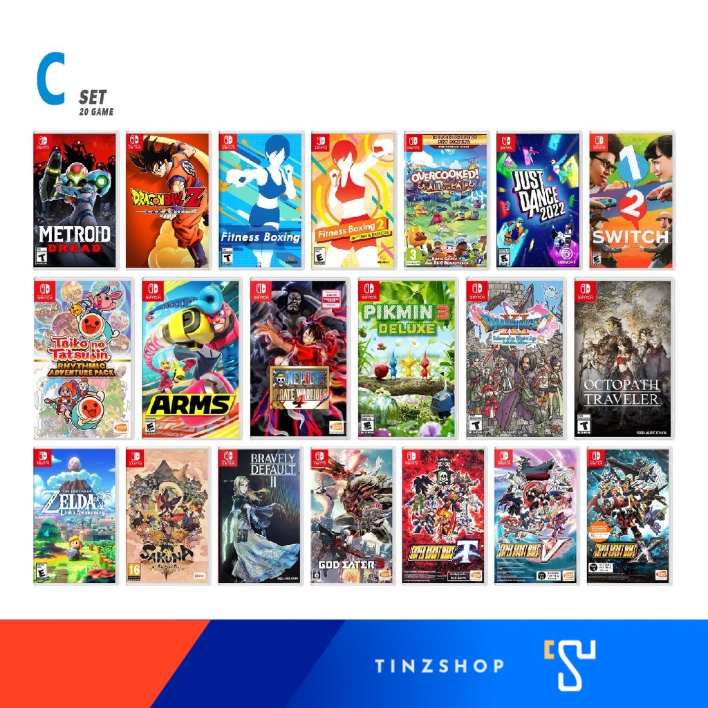 ภาพหน้าปกสินค้าNintendo Switch Game Set C รวมเกม นินเทนโดสวิทซ์ เแผ่นกม ปี 2022 ชุด C จากร้าน tinzshop บน Shopee