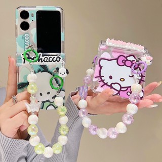 SANRIO 3in1 เคสโทรศัพท์มือถือ PC แข็ง แบบใส กันกระแทก ลายการ์ตูนซานริโอ้ เมโลดี้น่ารัก พร้อมสายโซ่คล้อง สร้างสรรค์ สําหรับ Oppo Find N2