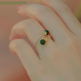 Desmondri แหวนหยก ทองแดง ประดับมุก สไตล์วินเทจ สําหรับผู้หญิง