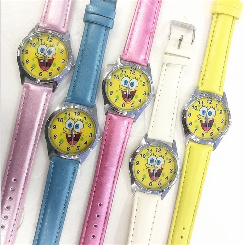 aliexpress-ebay-นาฬิกาข้อมือควอตซ์-ลายการ์ตูน-spongebob-squarepants-สําหรับผู้ชายและผู้หญิง