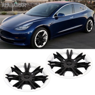 ALABAMAR 4PCS 19in ฝาครอบดุมล้อรถสีดำสีขาวการปิดกั้นสีน้ำหนักเบายืดหยุ่นทดแทนสำหรับ Tesla รุ่น Y 2020-2022