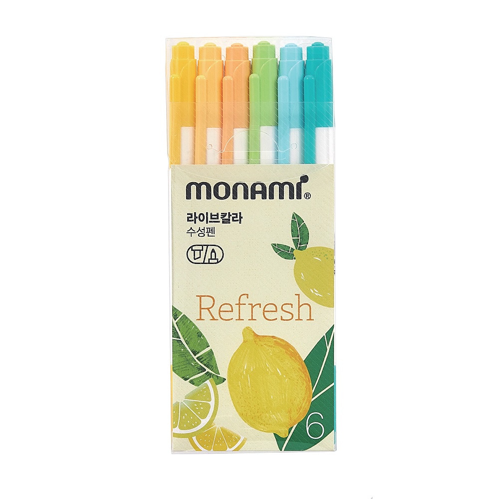 monami-ชุดปากกาสูตรน้ำ-2-หัว-รุ่น-live-color-คละสี-จำนวน-6สี-แพ็ค