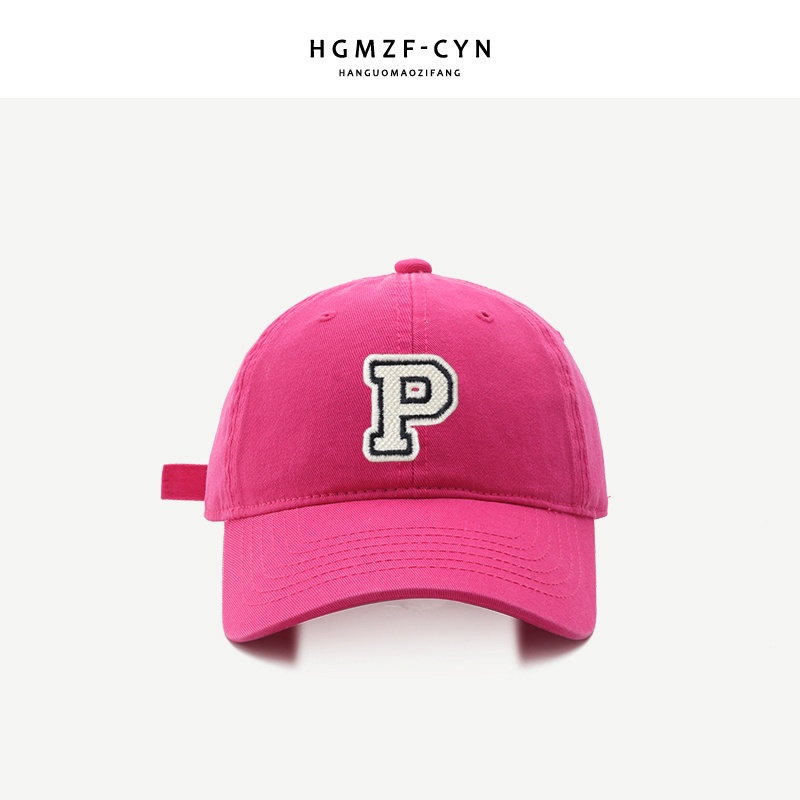 หมวกเบสบอล-พิมพ์ลายตัวอักษร-p-แฟชั่นคู่รัก-แบบเรียบง่าย-สไตล์สปอร์ตกลางแจ้ง