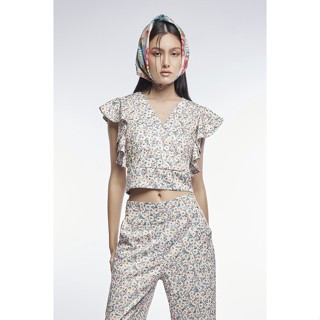 ESP เสื้อเบลาส์แขนกุดแต่งระบาย ผู้หญิง | Sleeveless Blouse with Ruffle Detail | 6008