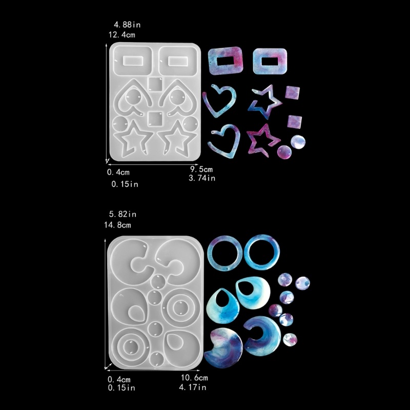 แม่พิมพ์ซิลิโคน-หลายสไตล์-สําหรับทําเครื่องประดับ-ต่างหู-พวงกุญแจ-diy-จํานวน-2-ชิ้น