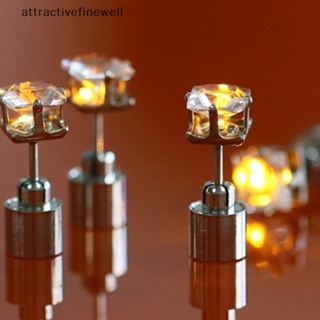 [attractivefinewell] ต่างหูคริสตัล รูปมงกุฎ มีไฟ LED เรืองแสง สําหรับปาร์ตี้ 1 ชิ้น