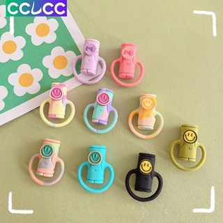 Cclcc กระสวยซิลิโคน ลายการ์ตูนหน้ายิ้ม หลากสี สําหรับจัดเก็บสายชาร์จ Android iPhone