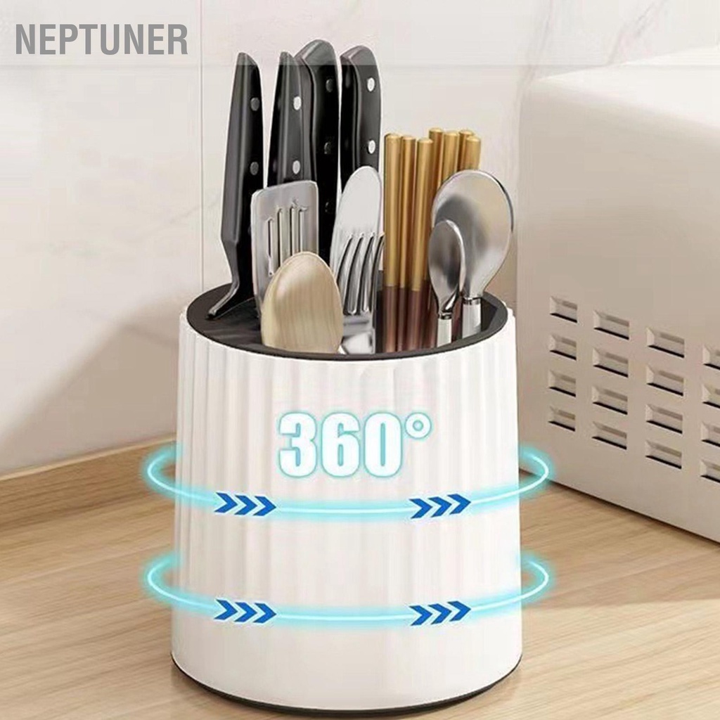 neptuner-ผู้ถือมีดหมุนพลาสติกสากลอเนกประสงค์ครัวตะเกียบบล็อกมีดภาชนะยืน