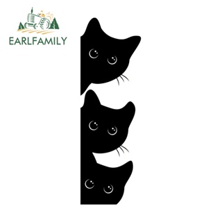 Earlfamily สติกเกอร์ไวนิล ลายแมว ป้องกันรอยขีดข่วน สําหรับติดตกแต่งกระจกรถยนต์ รถเข็น ขนาด 13 ซม. x 4.2 ซม.