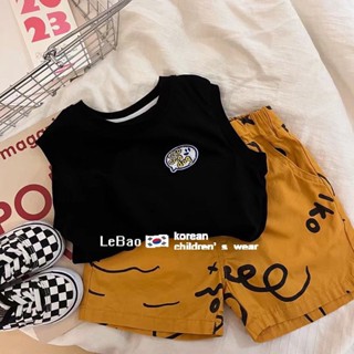 พร้อมส่ง ขายดี เสื้อยืด ผ้าฝ้ายแท้ พิมพ์ลาย สไตล์เกาหลี ญี่ปุ่น ฤดูร้อน สําหรับเด็กผู้ชาย