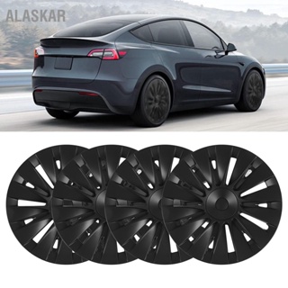 ALASKAR 4PCS 19in ล้อ Hubcap Matte Black Full Wrap Scratch Resistant สำหรับ Tesla รุ่น Y 2020 ถึง 2023
