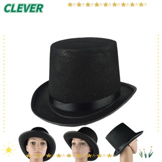 CLEVER หมวกนักมายากล, หมวกสีดํา แบบพับได้, แฟชั่นหรูหรา เครื่องแต่งกาย หมวกแจ๊สเข้ม สําหรับเด็ก ผู้ใหญ่