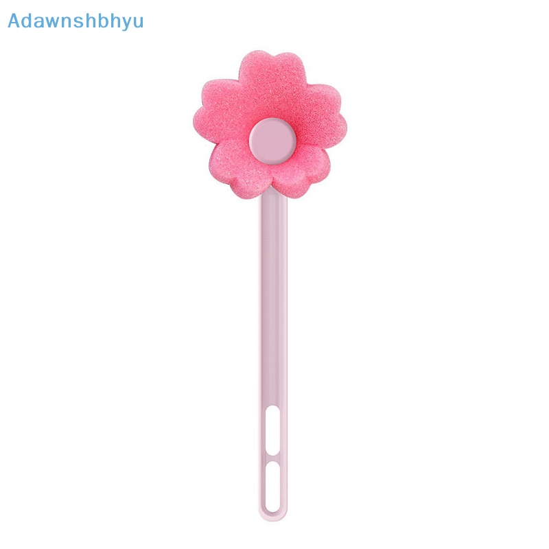 adhyu-แปรงฟองน้ํา-ด้ามจับยาว-ลายดอกไม้น่ารัก-สีชมพู-สําหรับทําความสะอาดแก้วไวน์-ขวดกาแฟ-ชา-แก้ว