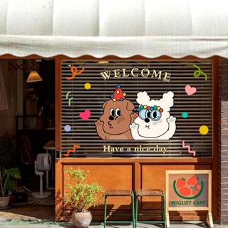สติกเกอร์ ลายการ์ตูนน่ารัก แบบสร้างสรรค์ สําหรับติดตกแต่งกระจก หน้าต่าง ประตู ร้านขนมหวาน เค้ก