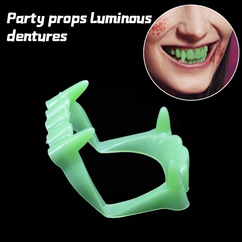 ฟันปลอมแวมไพร์ฮาโลวีน-ฟันปลอมเรืองแสง-อุปกรณ์ประกอบฉาก-แต่งตัวสยองขวัญ-ฟันผีดิบ-ประกายไฟ-จัดฟัน-อุปกรณ์ปาร์ตี้เรืองแสง