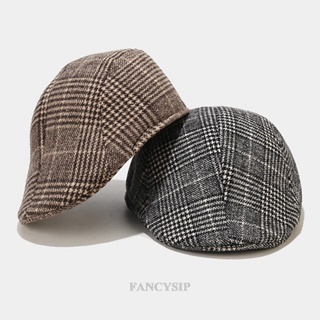 Fancysip หมวกเบเร่ต์ ลายสก๊อต ย้อนยุค นุ่ม ระบายอากาศ ฤดูหนาว อบอุ่น สบาย หมวกเบเร่ต์