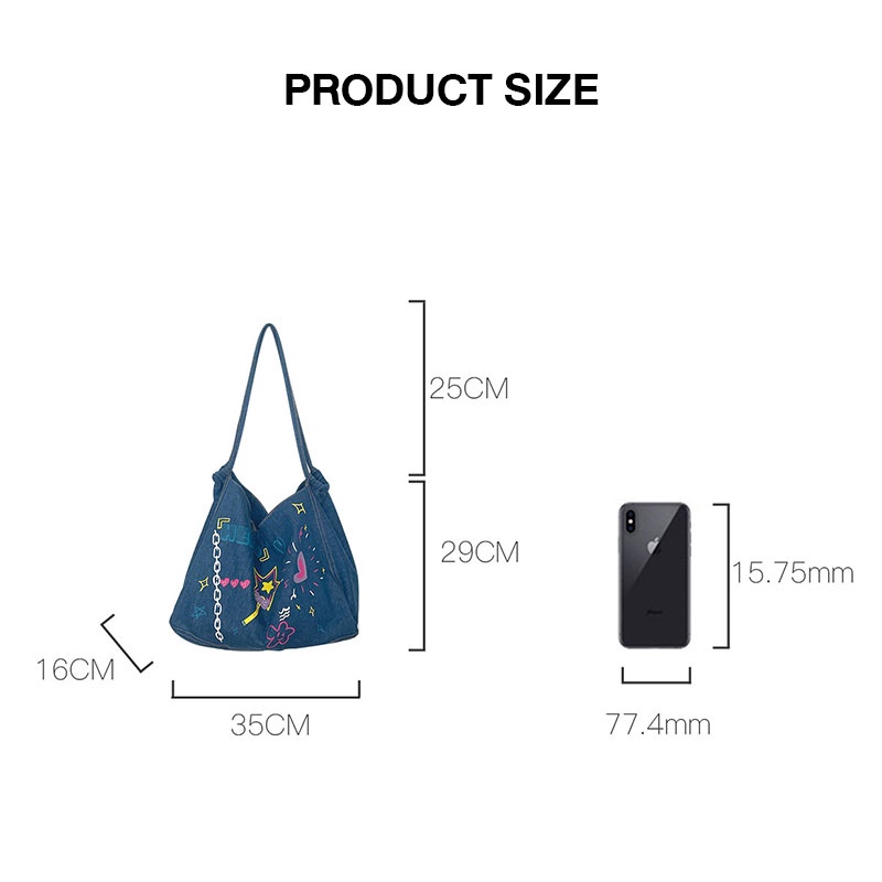 yadou-กระเป๋าโท้ทผ้าเดนิม-graffiti-ใหม่สำหรับผู้หญิงยอดนิยมความจุขนาดใหญ่กระเป๋าผ้าใบแฟชั่น