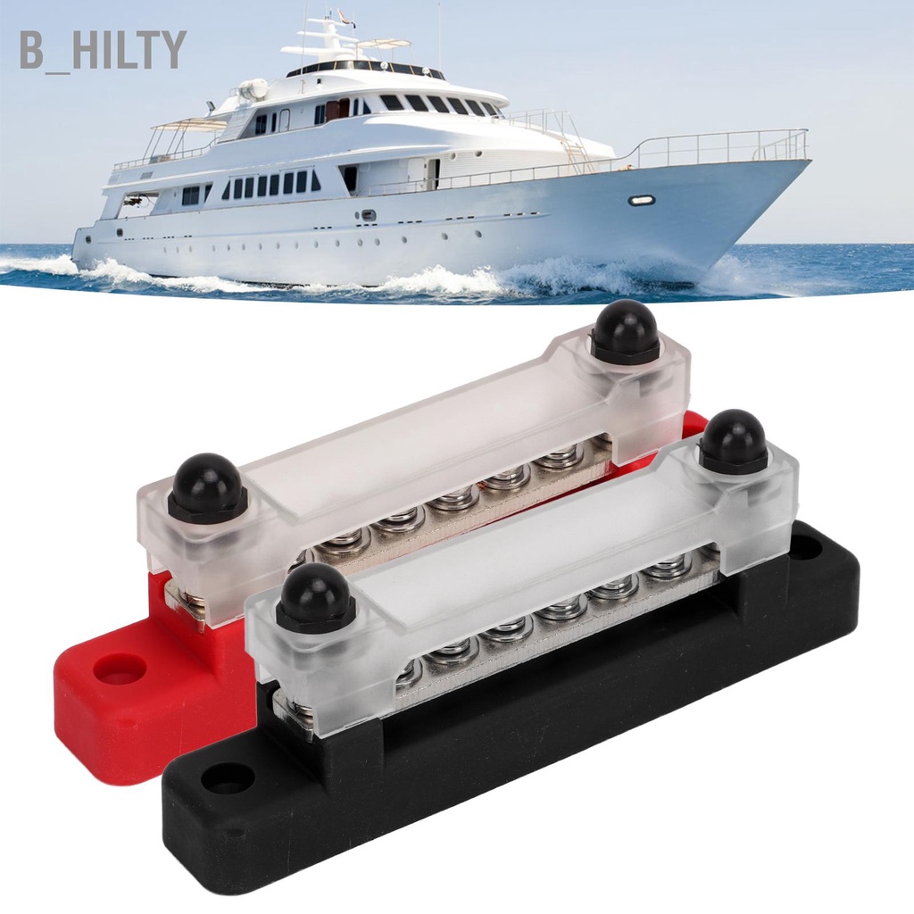 b-hilty-6-terminal-bus-bar-พร้อมฝาปิด-48v-150a-2-studs-power-distribution-block-สำหรับ-car-boat-marine-caravan-rv