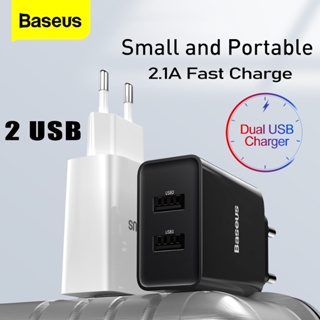 Baseus อะแดปเตอร์ชาร์จเร็ว 2 USB ปลั๊ก EU 2.1A แบบพกพา