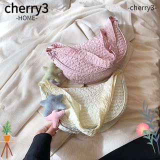 Cherry3 กระเป๋าสะพายข้าง รูปเกี๊ยว แบบนิ่ม สีพื้น แฟชั่นสําหรับผู้หญิง
