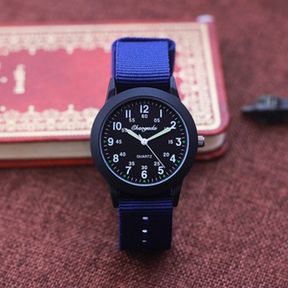 นาฬิกาข้อมือควอทซ์อิเล็กทรอนิกส์ ผ้าแคนวาส กันน้ํา แบบเรียบง่าย สไตล์เกาหลี สําหรับเด็กนักเรียน
