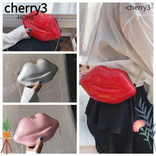 Cherry3 กระเป๋าสะพายไหล่ ทรงโท้ท แต่งซิป พร้อมสายโซ่คล้อง สีแดง เหมาะกับของขวัญ สําหรับงานปาร์ตี้กลางคืน