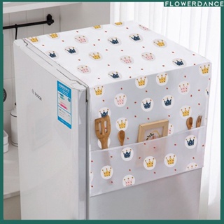 กันน้ำ Peva เครื่องซักผ้าผ้าคลุมกันฝุ่นตู้เย็นป้องกันเตาอบไมโครเวฟผ้าคลุมอเนกประสงค์แขวนกระเป๋าตกแต่งบ้านดอกไม้