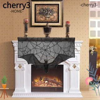 Cherry3 ผ้าม่าน ลายค้างคาว 95*57 ซม. สีดํา สําหรับตกแต่งประตู หน้าต่าง ฮาโลวีน