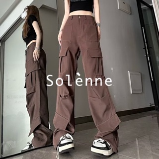 Solenne  กางเกงขายาว คาร์โก้ กางเกง ย้อนยุค 2023 NEW fashion Korean Style สไตล์เกาหลี Beautiful A90M0AX 36Z230909