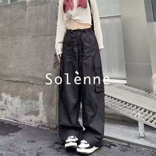 Solenne  กางเกงขายาว คาร์โก้ กางเกง ย้อนยุค 2023 NEW fashion Korean Style ins Stylish A90M08P 36Z230909