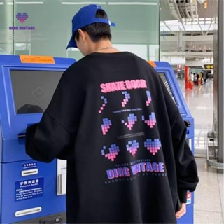 เสื้อกันหนาว คอกลม ทรงหลวม ขนาดใหญ่ พิมพ์ลายแบรนด์ แฟชั่นสําหรับผู้ชาย