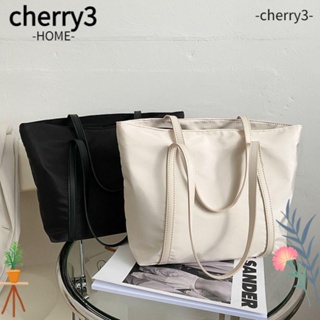 Cherry3 กระเป๋าถือ กระเป๋าสะพายไหล่ ทรงโท้ท ขนาดใหญ่ จุของได้เยอะ แต่งซิป สีพื้น แฟชั่นสําหรับสตรี