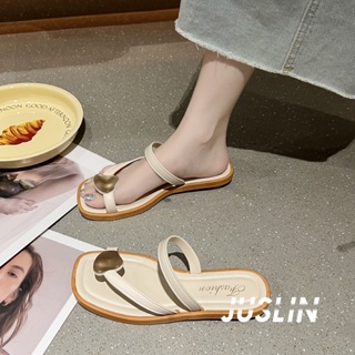 JUSLIN รองเท้าแตะ สะดวกสบาย รองเท้าแฟชั่นเกาหลี ด้านล่างหนา รองเท้าแตะผู้หญิง 2023 ใหม่ 081227