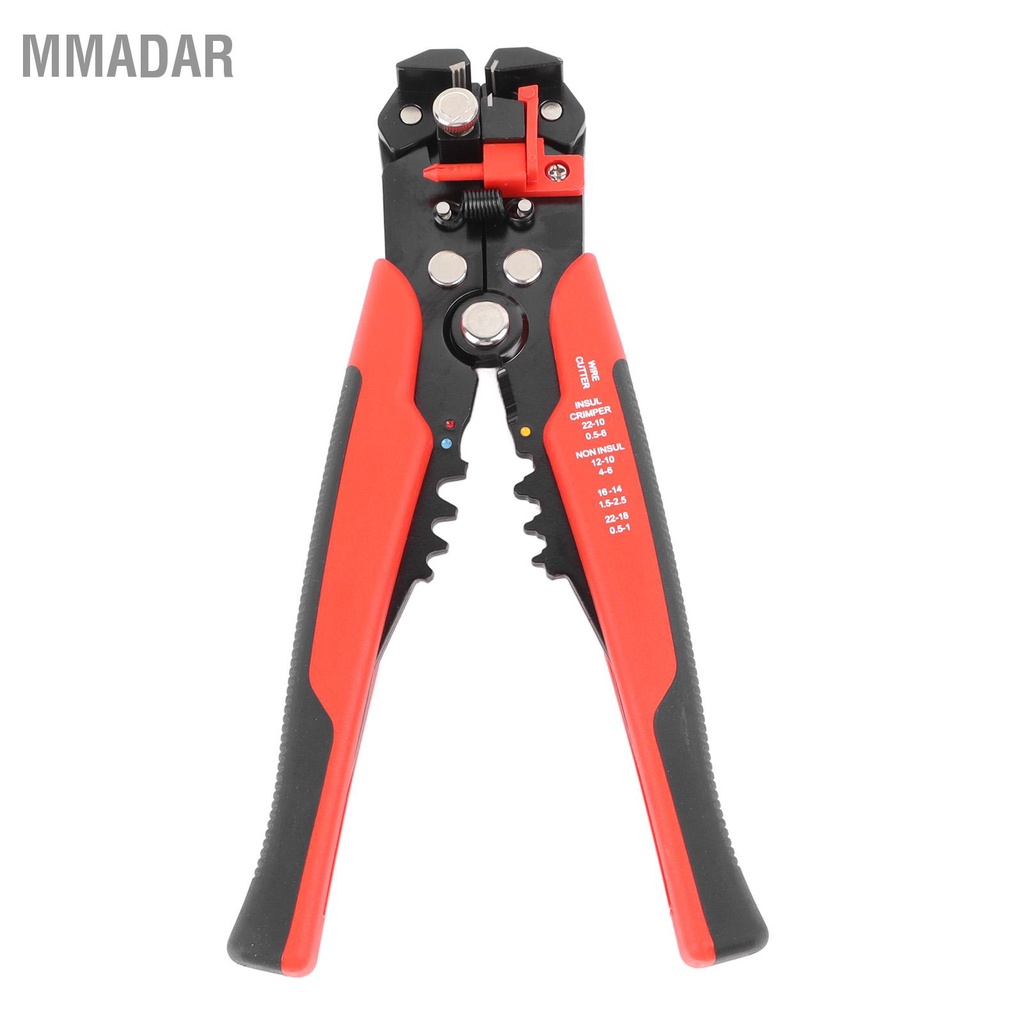 mmadar-เครื่องปอกสายไฟอัตโนมัติ-5-in-1-cutter-crimper-peeling-pliers-electric-tool-red