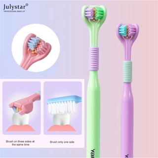 JULYSTAR Hot Tiktok 3d Toothbrush สำหรับผู้ใหญ่ 1 ชิ้น, แปรงสีฟันสามด้าน Premium Slim Soft Toothbrush 3 หัว 1 ด้ามแปรง