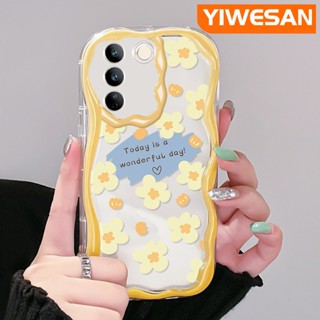 เคสโทรศัพท์มือถือ ซิลิกาเจลใส กันกระแทก ลายดอกไม้ สีครีม สําหรับ vivo V27 Pro 5G V27E 5G S16 Pro 5G S16E 5G
