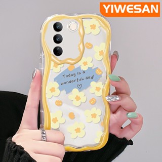 เคสโทรศัพท์มือถือ ซิลิกาเจลใส กันกระแทก ลายดอกไม้ สีครีม สําหรับ vivo V27 Pro 5G V27E 5G S16 Pro 5G S16E 5G