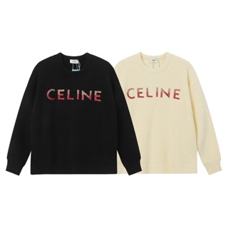 GPG5 CEL Beaute 2023 spring and summer new gradient letter embroidery sequin logo round neck knitted pullover loose sweater for men and women