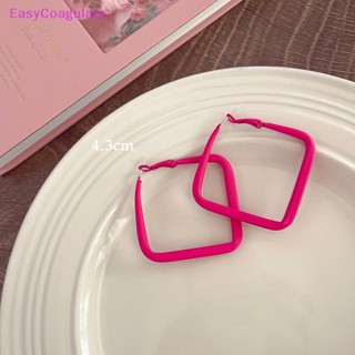 Eas ต่างหูสตั๊ด จี้รูปหัวใจ ดอกไม้น่ารัก สีชมพู เรียบง่าย เครื่องประดับแฟชั่น สไตล์ฮิปฮอป สําหรับผู้หญิง 1 คู่
