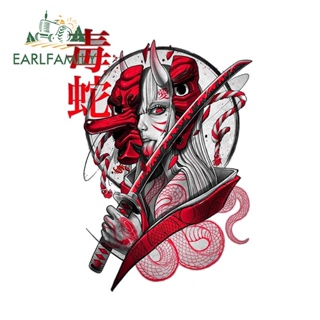Earlfamily สติกเกอร์ไวนิล ลาย BSamurai Geisha Warrior ขนาด 13 ซม. x 9.2 ซม. สไตล์ญี่ปุ่น สําหรับติดตกแต่งรถยนต์ แล็ปท็อป