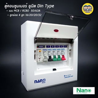 ตู้คอนซูมเมอร์ NANO Plus 5 ช่อง เมนธรรมดา MCB / เมนกันดูด RCBO 32/50/63A คอนซูมเมอร์ ตู้กันดูด ตู้ควบคุมไฟ ตู้ไฟ กันดูด