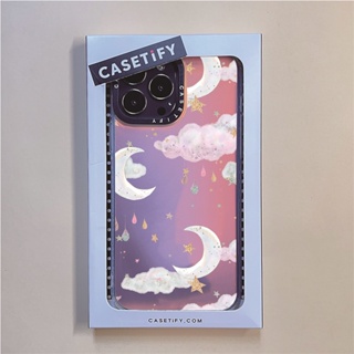 Casetify X เคสโทรศัพท์มือถือ PC TPU แข็ง ลายก้อนเมฆ ดวงจันทร์ สําหรับ IPhone 14 Pro MAX 14 Plus 13 Pro MAX 12 Pro MAX 11 Pro MAX XS MAX XR X