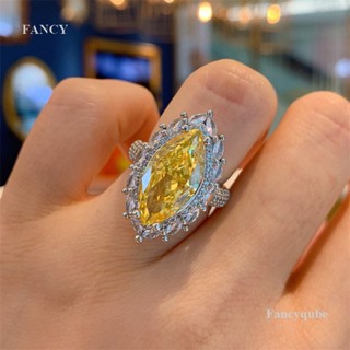 Fancy แหวนเพทาย ทองแดง สีเหลือง เครื่องประดับแฟชั่น ของขวัญวันครบรอบ แฟนซี สําหรับผู้หญิง งานแต่งงาน