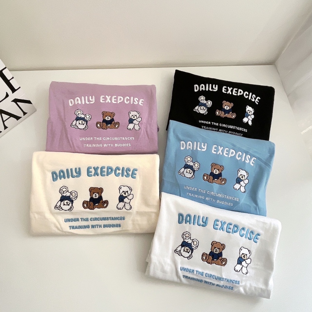 S235 เสื้อครอป ผ้าคอตตอน สไตล์มินิมอล ปัก daily exepcise | Shopee Thailand