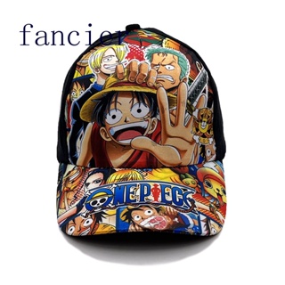 Fancier หมวกเบสบอล ผ้าฝ้าย ปักลายการ์ตูนอนิเมะ One Piece คุณภาพสูง สําหรับทุกเพศ