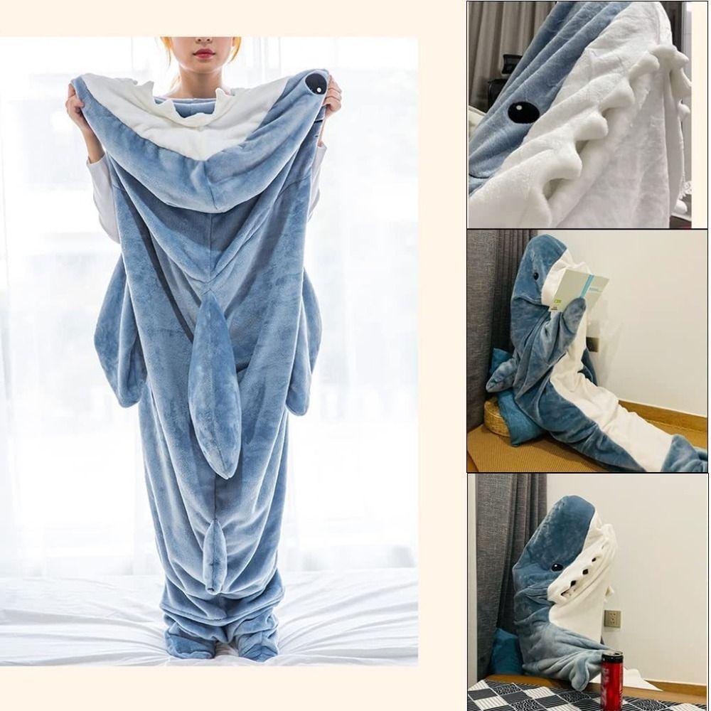 emilee-ถุงนอน-ผ้าห่ม-มีฮู้ด-ลายการ์ตูนฉลาม-สําหรับผู้ใหญ่